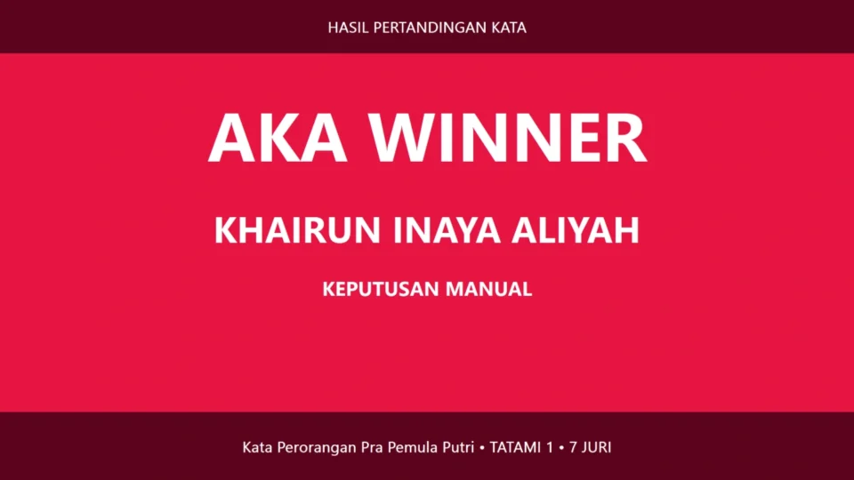 Tampilan Aplikasi Scoring Kata Karate pada fitur WINNER MANUAL DAN DISKUALIFIKASI