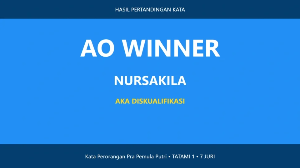 Tampilan Aplikasi Scoring Kata Karate pada fitur WINNER MANUAL DAN DISKUALIFIKASI