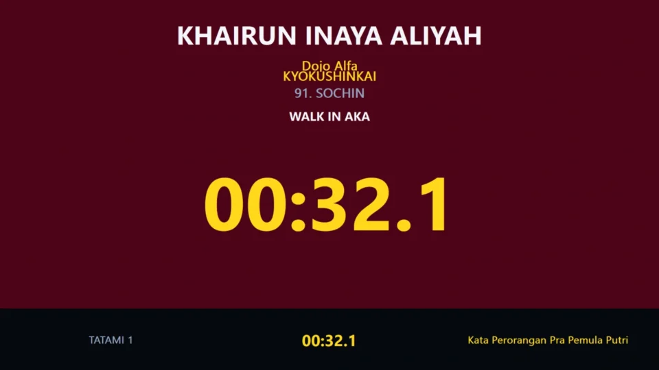 Tampilan Aplikasi Scoring Kata Karate pada fitur TIMER WALK IN
