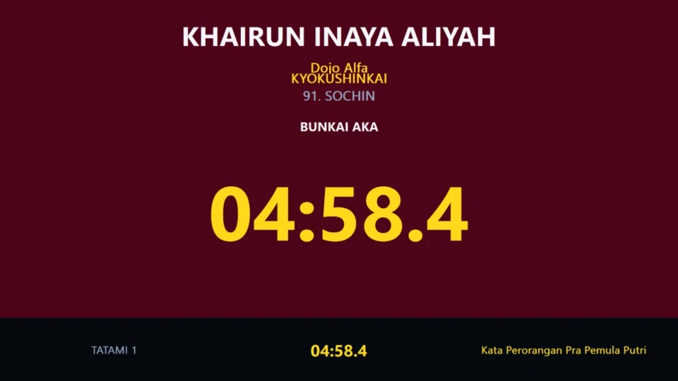 Tampilan Aplikasi Scoring Kata Karate pada fitur TIMER BUNKAI AKA DAN AO