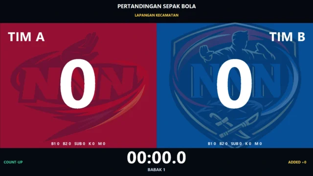 Papan skor sepak bola digital fullscreen untuk TV dan layar penonton