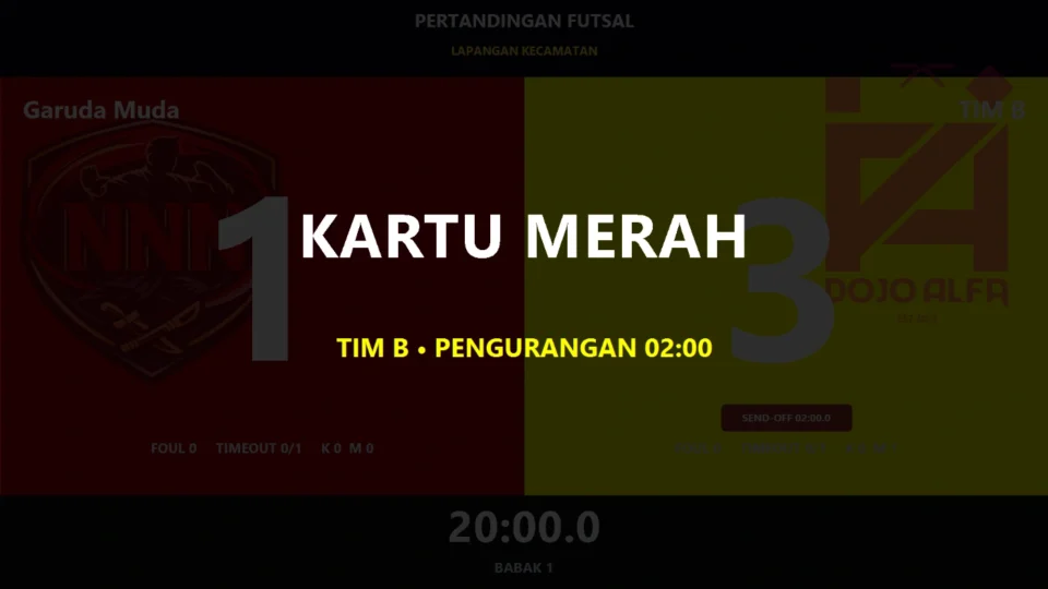 Pengaturan warna logo dan layout papan skor futsal untuk TV