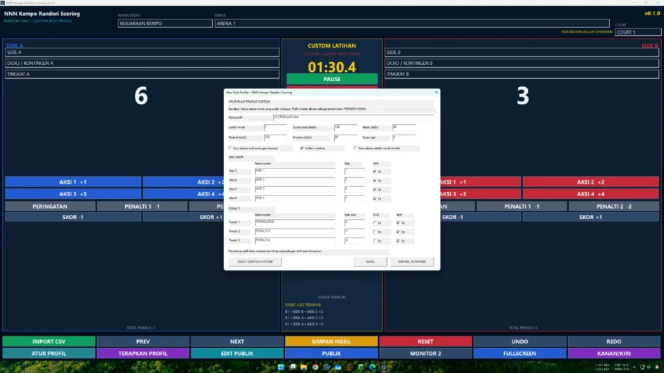 Custom Rule Profile pada aplikasi scoring Kempo Randori