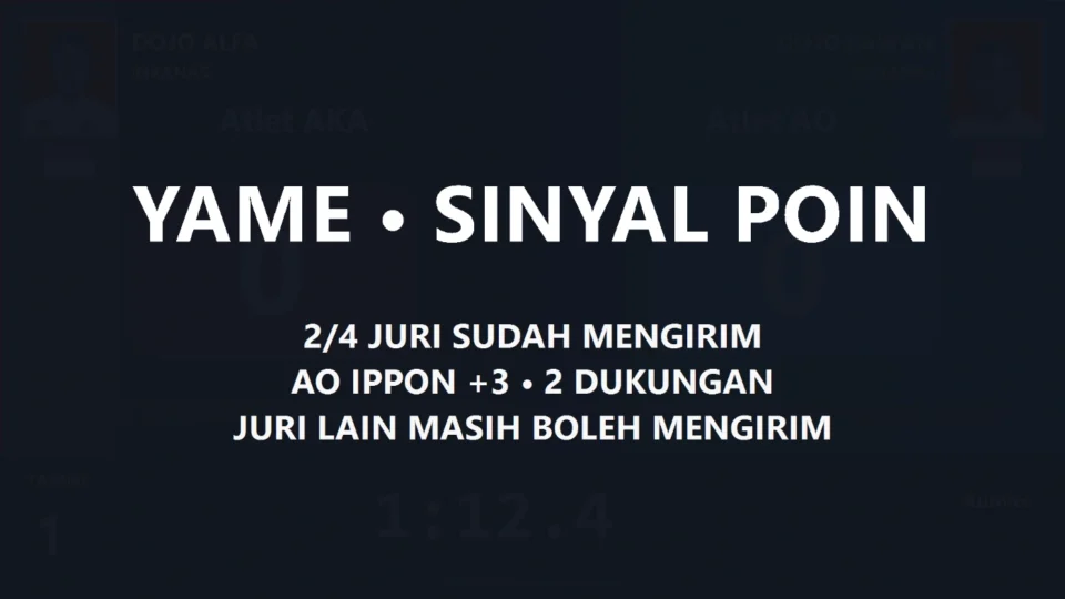 Alur YAME dan keputusan juri Kumite wireless yang diverifikasi operator