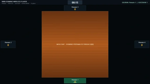 Public TV papan skor Domino Player WiFi dengan domino besar rantai ujung kiri kanan skor dan timer
